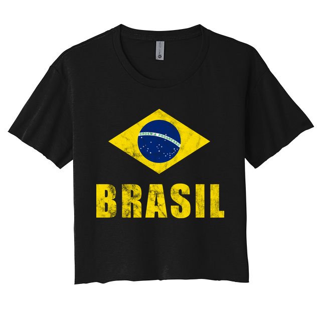 Brasil Vintage Flag Sport Crop Top