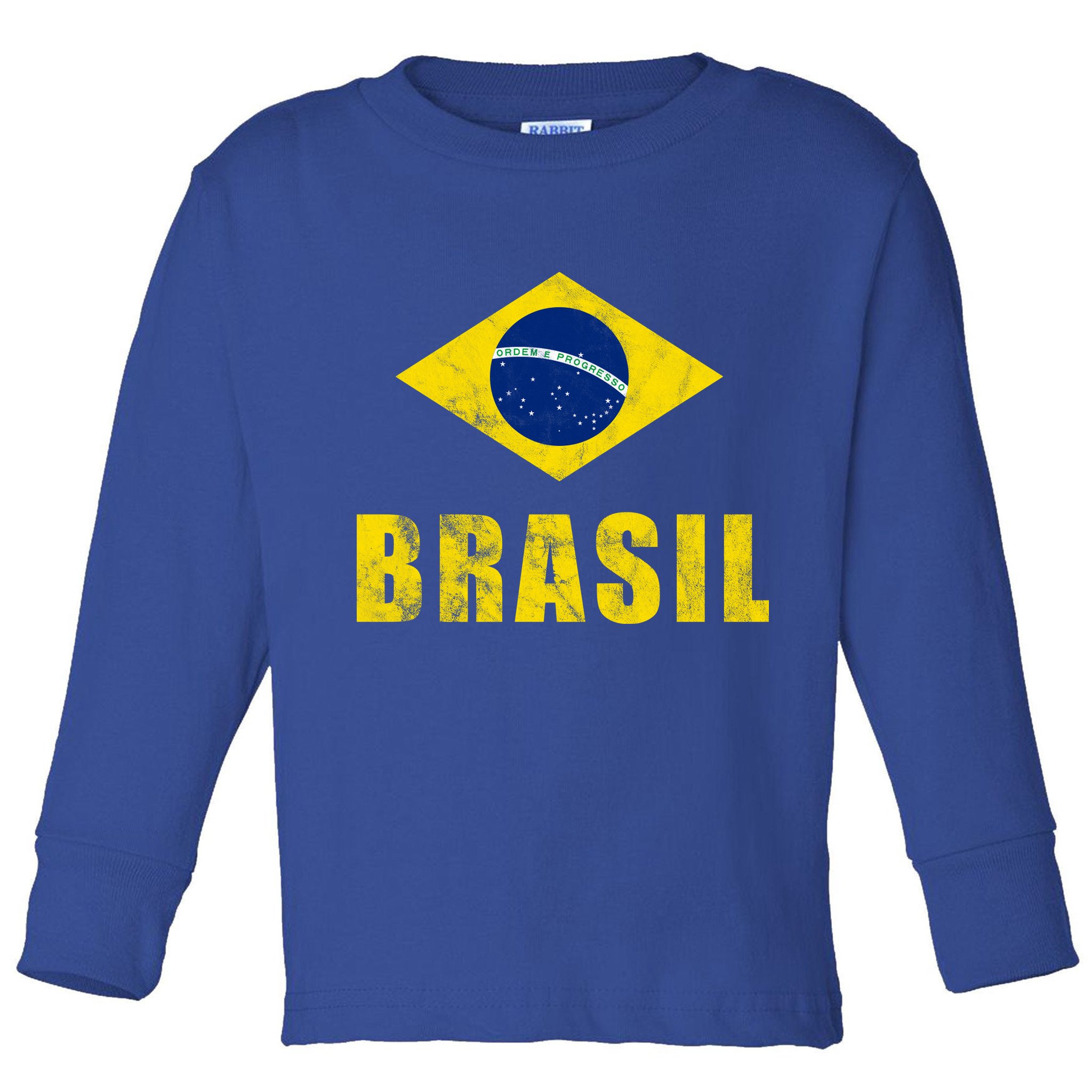 Brasil Vintage Flag Sport Toddler Long Sleeve Shirt
