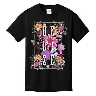 Belize Vintage Flowers Floral Kids T-Shirt