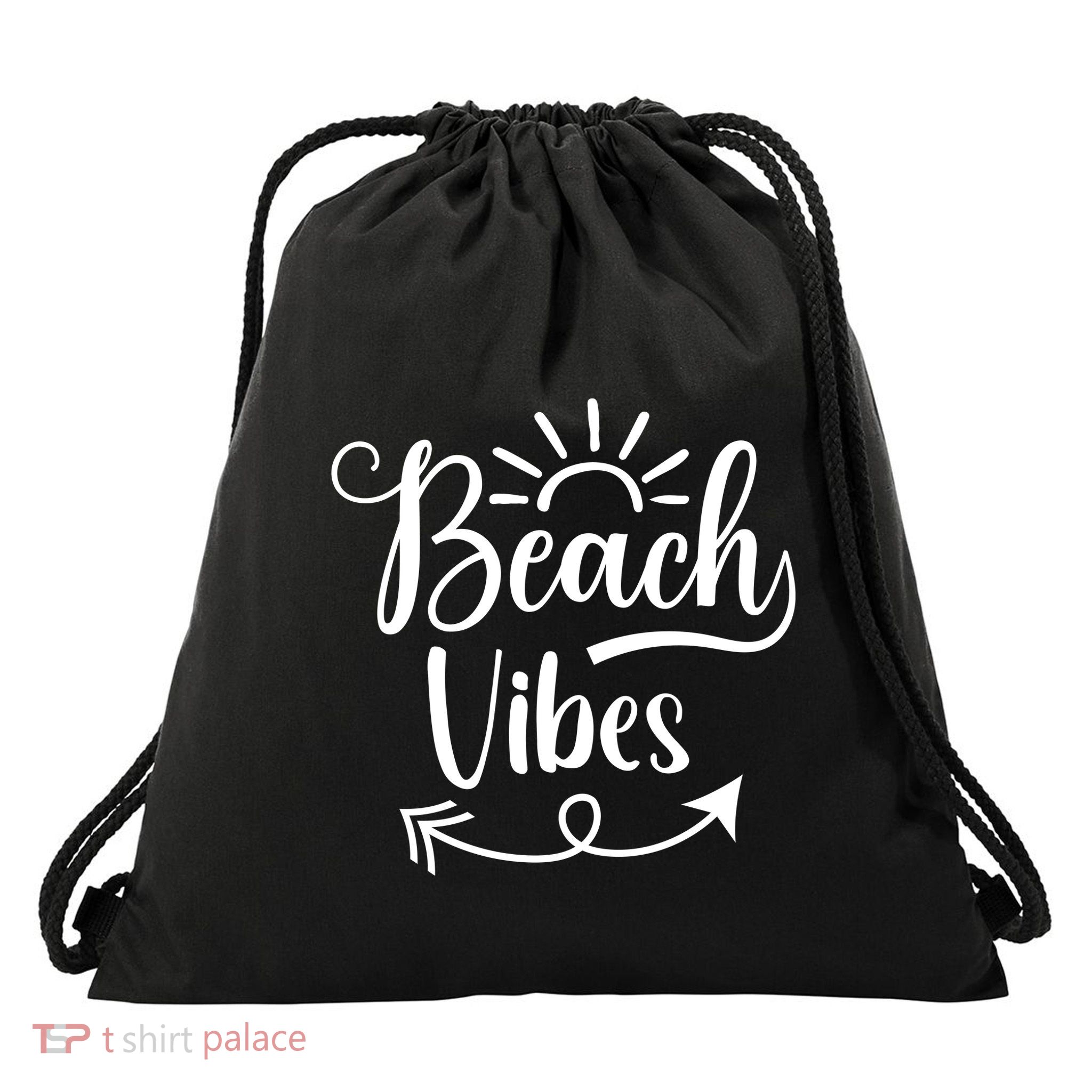 Beach Vibes Graphic Drawstring Bag