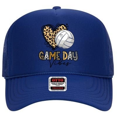 Bleached Volleyball Game Day Vibes Volleyball Mom Leopard High Crown Mesh Back Trucker Hat