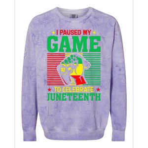 Black Video Gamer I Paused My Game to Celebrate Juneteeth Colorblast Crewneck Sweatshirt