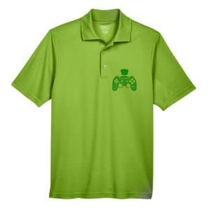 Boys Video Gamer Game Shamrock St Patricks Day Irish Cute Gift Men's Origin Performance Pique Polo