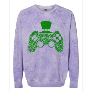 Boys Video Gamer Game Shamrock St Patricks Day Irish Cute Gift Colorblast Crewneck Sweatshirt