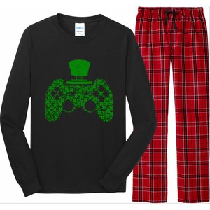 Boys Video Gamer Game Shamrock St Patricks Day Irish Cute Gift Long Sleeve Pajama Set