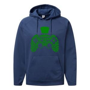 Boys Video Gamer Game Shamrock St Patricks Day Irish Cute Gift Performance Fleece Hoodie