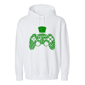 Boys Video Gamer Game Shamrock St Patricks Day Irish Cute Gift Garment-Dyed Fleece Hoodie