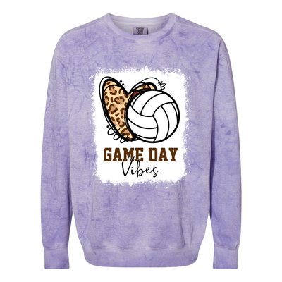 Bleached Volleyball Game Day Vibes Volleyball Mom Christmas Gift Colorblast Crewneck Sweatshirt