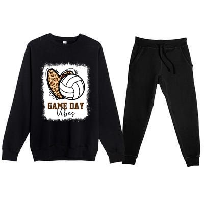 Bleached Volleyball Game Day Vibes Volleyball Mom Christmas Gift Premium Crewneck Sweatsuit Set