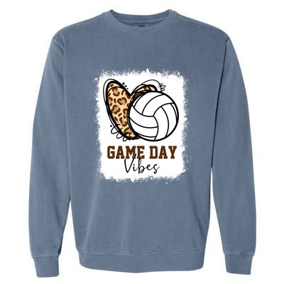 Bleached Volleyball Game Day Vibes Volleyball Mom Christmas Gift Garment-Dyed Sweatshirt