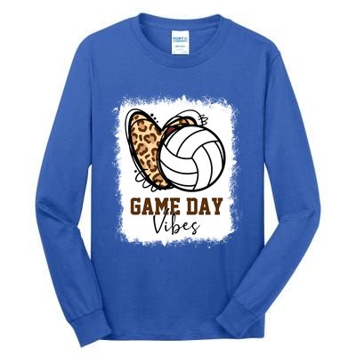 Bleached Volleyball Game Day Vibes Volleyball Mom Christmas Gift Tall Long Sleeve T-Shirt