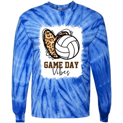 Bleached Volleyball Game Day Vibes Volleyball Mom Christmas Gift Tie-Dye Long Sleeve Shirt