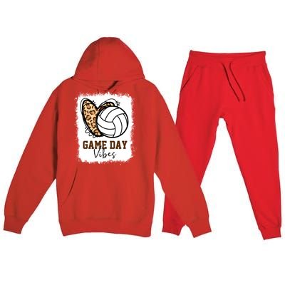 Bleached Volleyball Game Day Vibes Volleyball Mom Christmas Gift Premium Hooded Sweatsuit Set