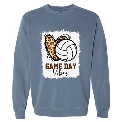 Bleached Volleyball Game Day Vibes Volleyball Mom Christmas Garment-Dyed Sweatshirt