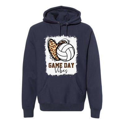 Bleached Volleyball Game Day Vibes Volleyball Mom Christmas Premium Hoodie