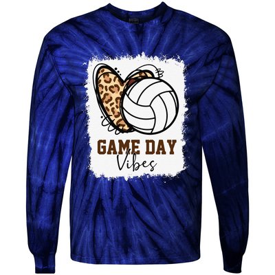 Bleached Volleyball Game Day Vibes Volleyball Mom Christmas Tie-Dye Long Sleeve Shirt