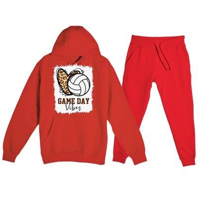 Bleached Volleyball Game Day Vibes Volleyball Mom Christmas Premium Hooded Sweatsuit Set