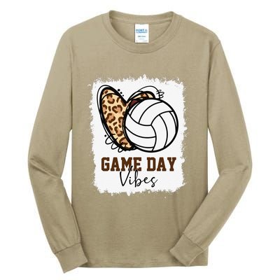 Bleached Volleyball Game Day Vibes Volleyball Mom Christmas Tall Long Sleeve T-Shirt