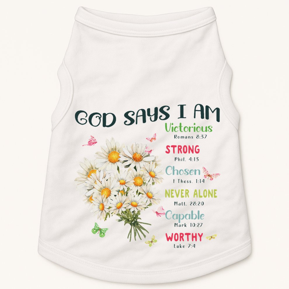Bible Verse God Says I Am Christian Faith Baby Girl Doggie Tank