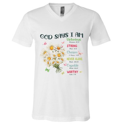 Bible Verse God Says I Am Christian Faith Baby Girl V-Neck T-Shirt