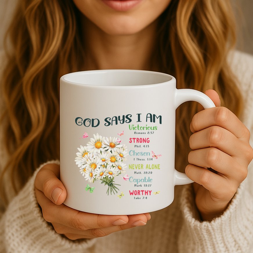 Bible Verse God Says I Am Christian Faith Baby Girl Mug