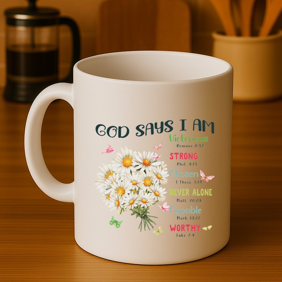 Bible Verse God Says I Am Christian Faith Baby Girl Mug