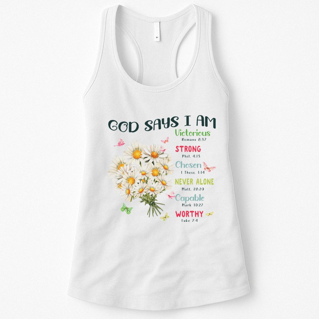 Bible Verse God Says I Am Christian Faith Baby Girl Womens Tank Top