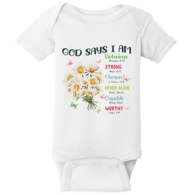 Bible Verse God Says I Am Christian Faith Baby Girl Baby Bodysuit