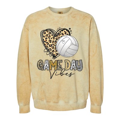 Bleached Volleyball Game Day Vibes Volleyball Mom Leopard Colorblast Crewneck Sweatshirt