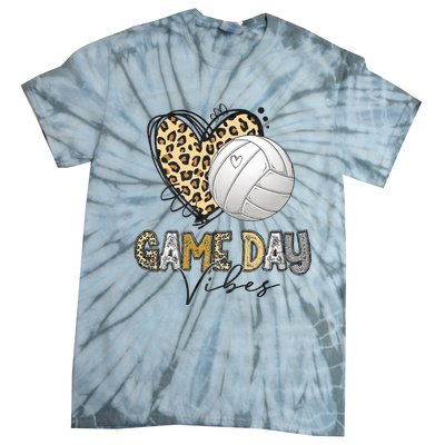 Bleached Volleyball Game Day Vibes Volleyball Mom Leopard Tie-Dye T-Shirt