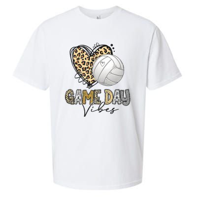 Bleached Volleyball Game Day Vibes Volleyball Mom Leopard Sueded Cloud Jersey T-Shirt