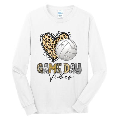 Bleached Volleyball Game Day Vibes Volleyball Mom Leopard Tall Long Sleeve T-Shirt