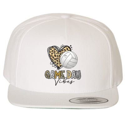 Bleached Volleyball Game Day Vibes Volleyball Mom Leopard Wool Snapback Cap