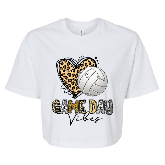 Bleached Volleyball Game Day Vibes Volleyball Mom Leopard Bella+Canvas Jersey Crop Tee