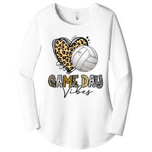 Bleached Volleyball Game Day Vibes Volleyball Mom Leopard Women's Perfect Tri Tunic Long Sleeve Shirt