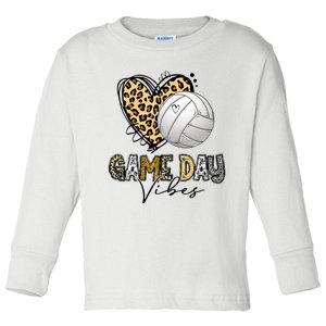 Bleached Volleyball Game Day Vibes Volleyball Mom Leopard Toddler Long Sleeve Shirt