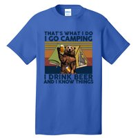 Bear Vintage I Go Camping I Beer And I Know Things Gift Tall T-Shirt