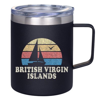 British Virgin Islands Vintage Sailboat 70s 12oz Stainless Steel Coffee Mug