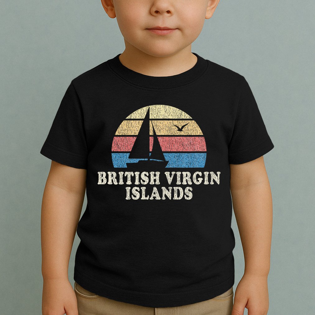 British Virgin Islands Vintage Sailboat 70s Toddler T-Shirt