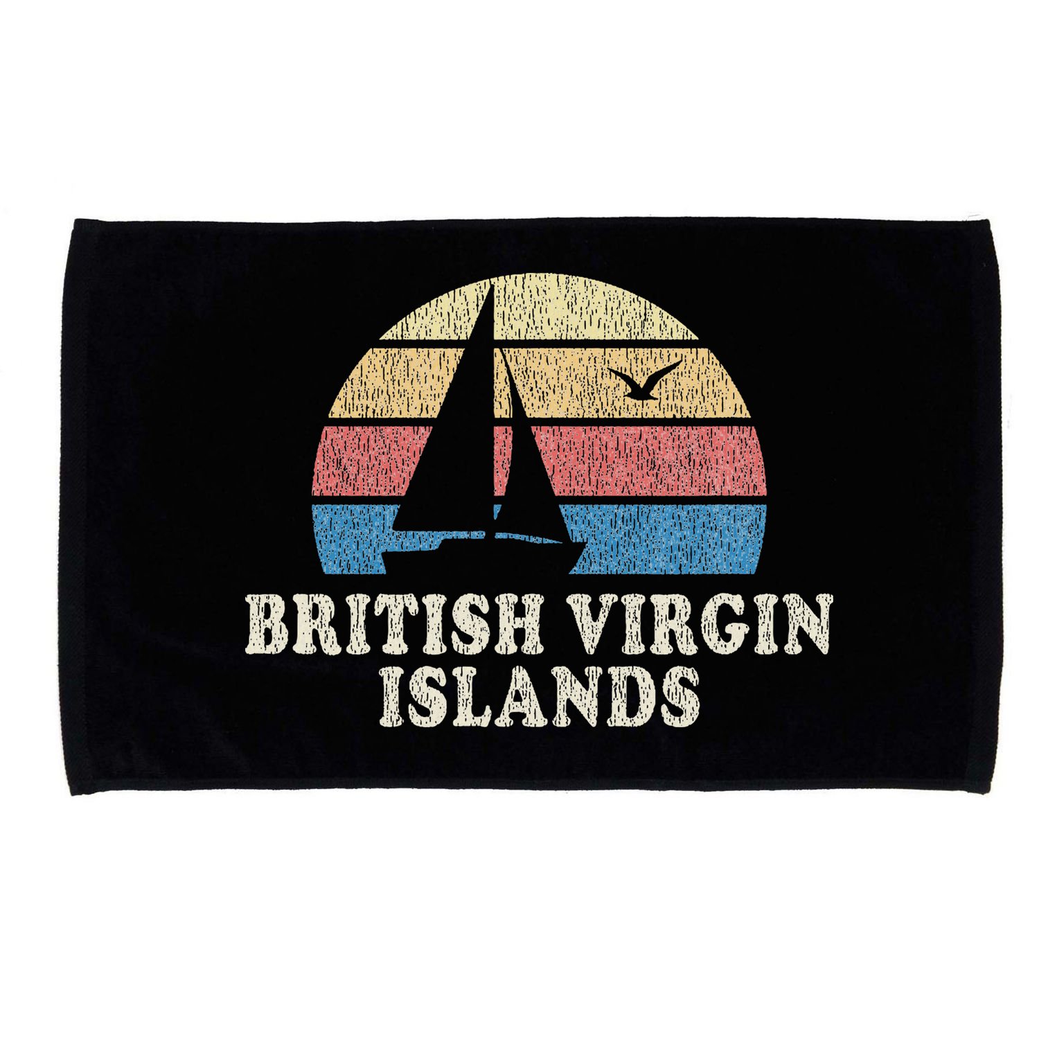 British Virgin Islands Vintage Sailboat 70s Microfiber Hand Towel