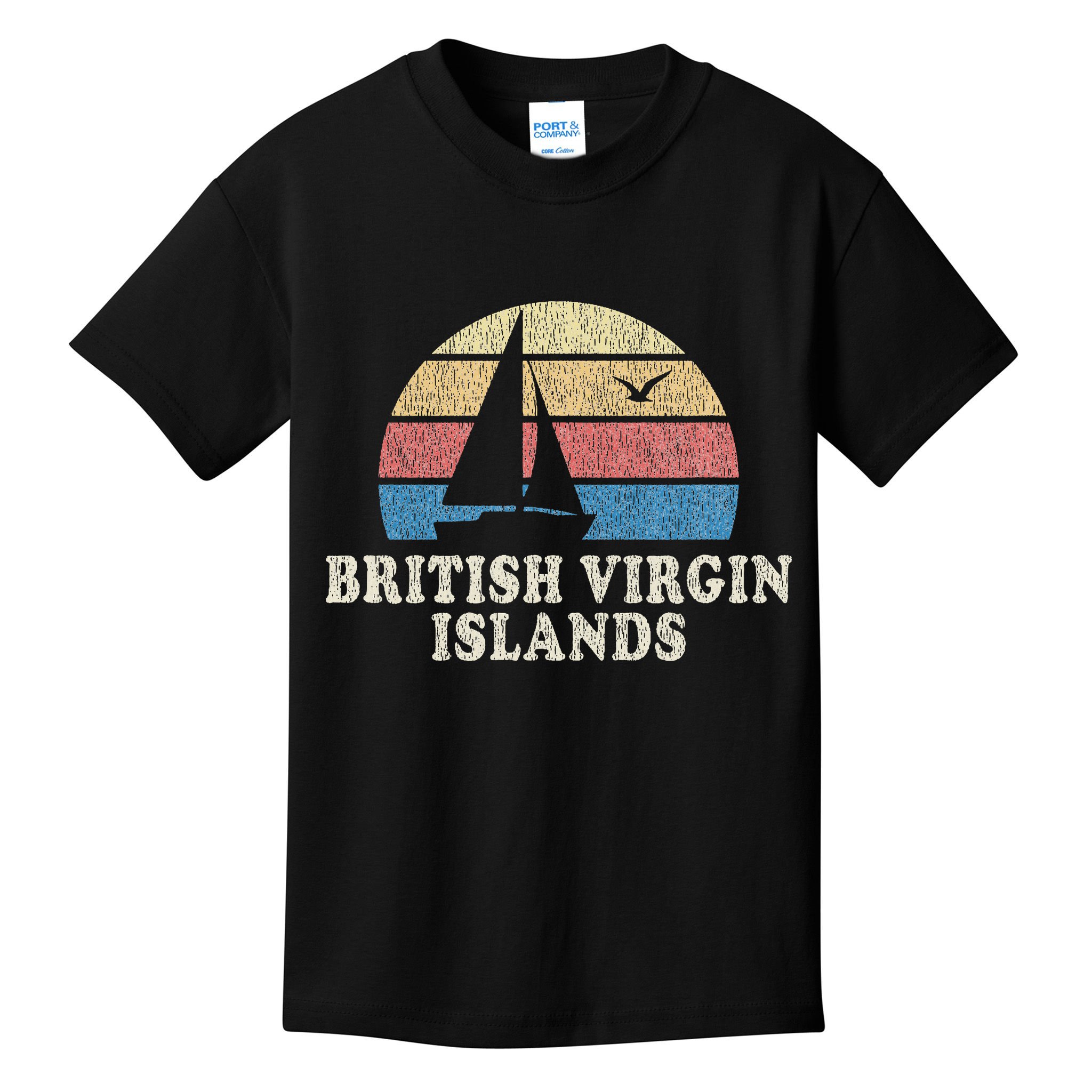 British Virgin Islands Vintage Sailboat 70s Kids T-Shirt