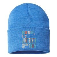 Bruh Vintage Junenth 1865 Freedom Day 2024 June 19 Memory Funny Gift Sustainable Knit Beanie