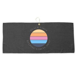 Beach Vibes Keeping Stress Away Large Microfiber Waffle Golf Towel