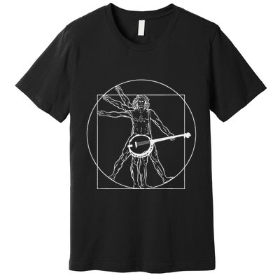 Banjo Vitruvian Man Bluegrass Country Music Band Lover Premium T-Shirt