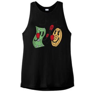 Bitcoin Vs Money Boxing Fight Ladies PosiCharge Tri-Blend Wicking Tank