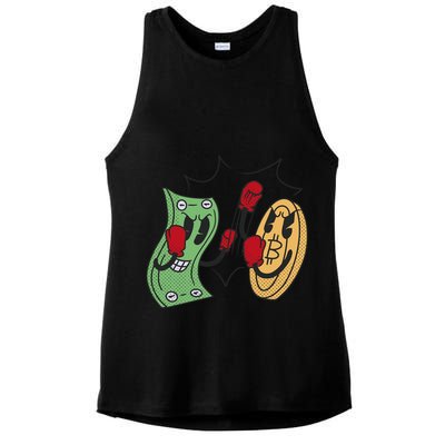 Bitcoin Vs Money Boxing Fight Ladies PosiCharge Tri-Blend Wicking Tank