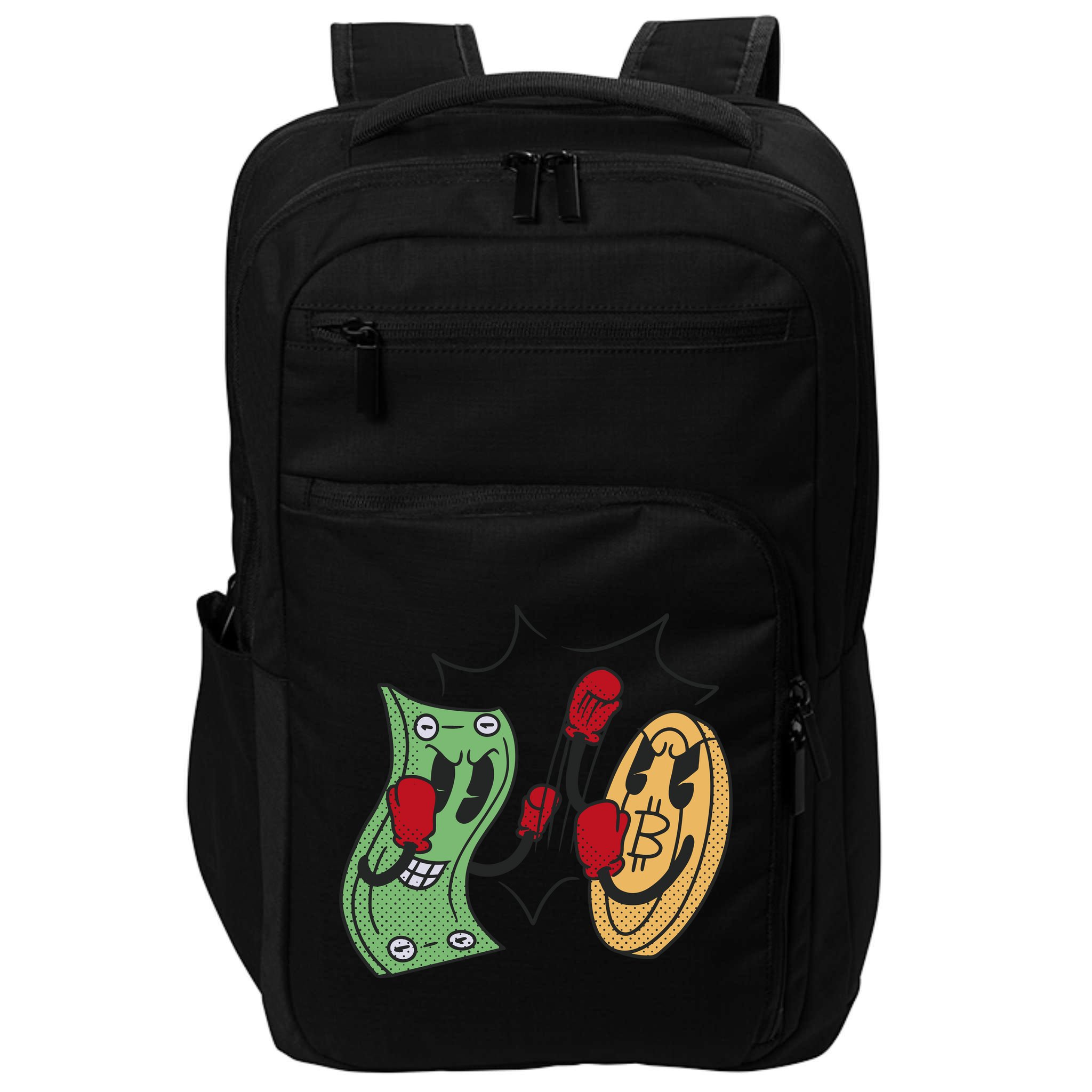 Bitcoin Vs Money Boxing Fight Impact Tech Backpack