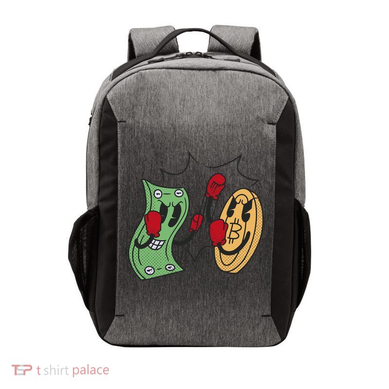 Bitcoin Vs Money Boxing Fight Vector Backpack