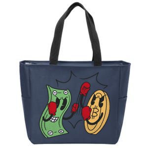 Bitcoin Vs Money Boxing Fight Zip Tote Bag