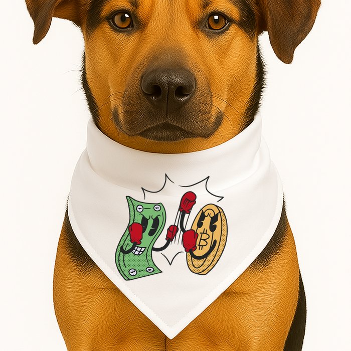 Bitcoin Vs Money Boxing Fight USA-Made Doggie Bandana